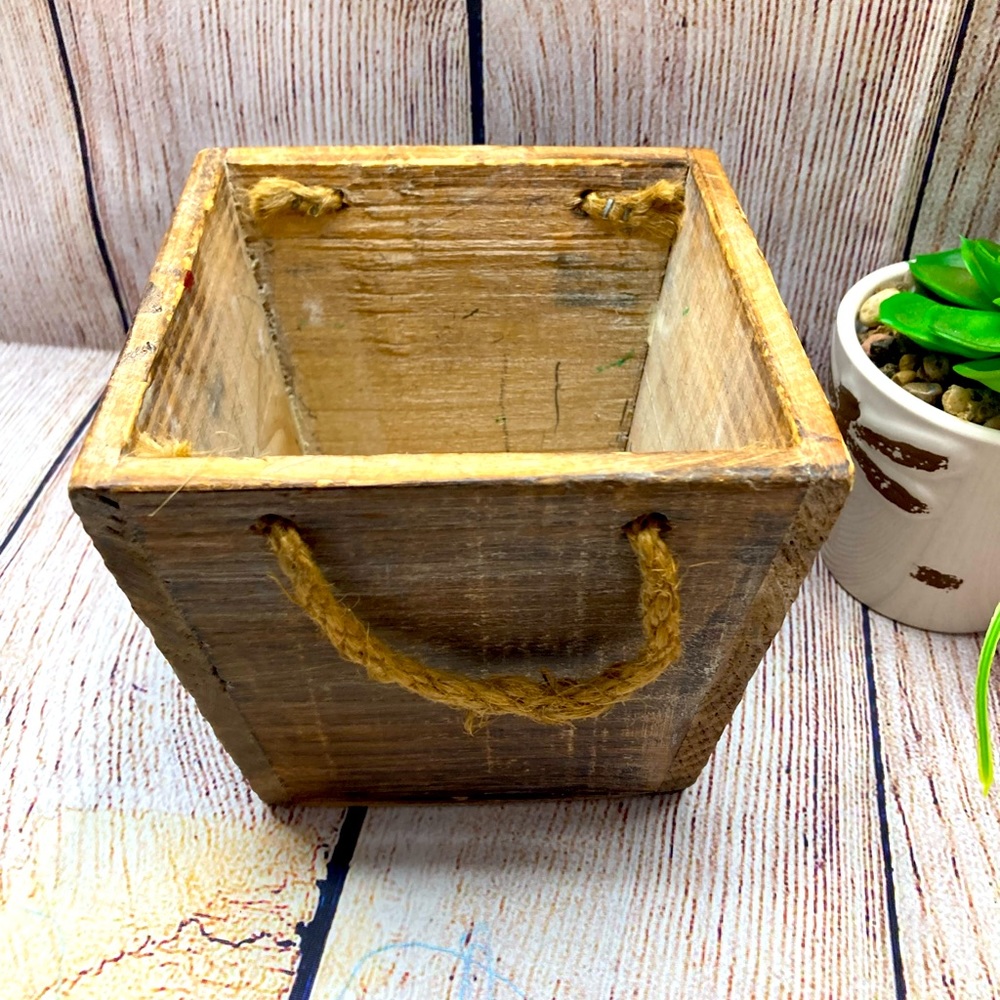 Harvest Time Wood Box With Handles - Picture 6 of 8